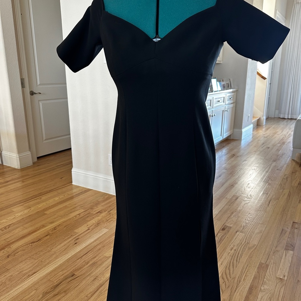 Jill Stuart Black Sheath Midi Dress Sweetheart Neckline